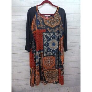 Honey Me Dress Long Sleeve Gray Emo Floral Sz 2XL Sharkbite